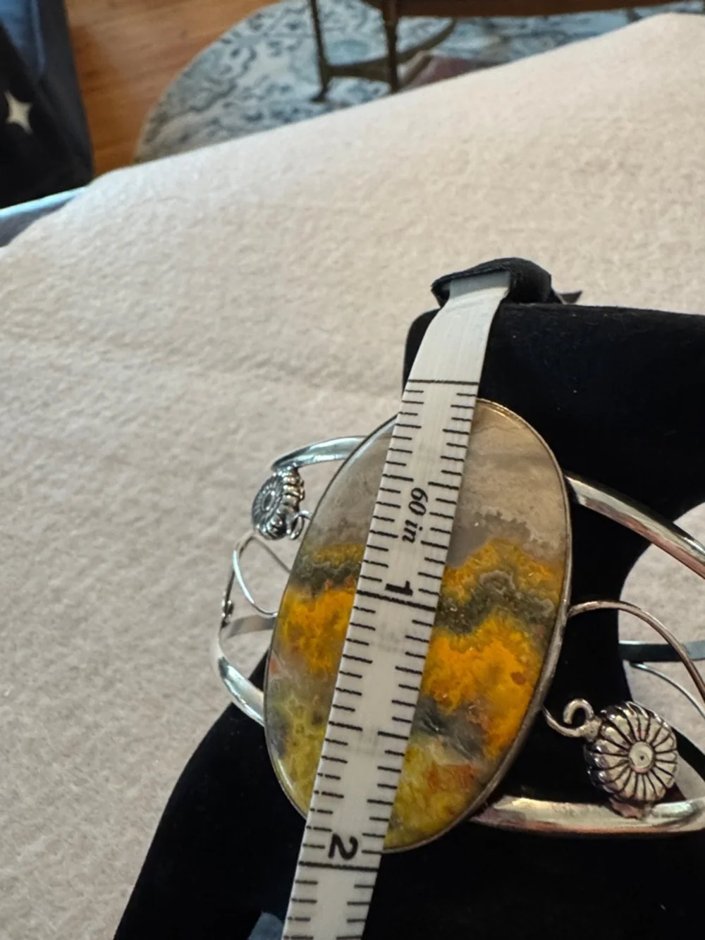 Sterling Silver Bumblebee Jasper Statement Cuff Bracelet - Picture 4 of 6